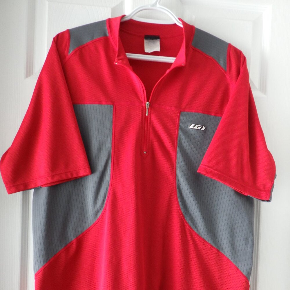 Louis Garneau Cycle Mountain Bike Top Shirt Jersey Sz XL Red Gray Athletic Wear